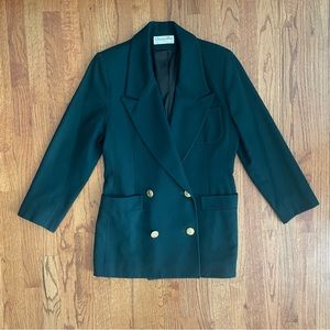Christian Dior Coat dark green double breasted wool blazer coat size 8